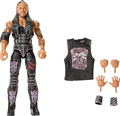 Mattel WWE Elite Actionfigur und Zubehör, Serie #122 Set, ca. 15 cm große Sammelfigur Damian Priest mit 25 Bewegungspunkten und austauschbaren Händen, JHT53, [Mehrfarbig]