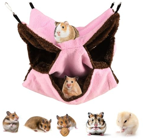 Dyiouxin MeerschweinchenHängematte,DoppellagigHängemattefürKleintiere,HängendesEtagenbettfürHaustiere,HamsterHängematte,Zuckergleiter,Kristallpulver,29 * 29