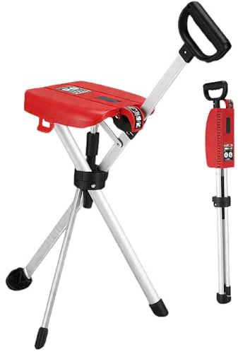 Gehstock Klappbar mit Sitz aus Aluminiumlegierung mit Sitz Klappbar Leicht Tragbar rutschfest Stabil für Senioren(Red)