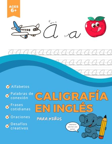 Caligrafía en Inglés para Niños: Cuaderno de Escritura Cursiva y Vocabulario: Aprende a Escribir en Inglés (Edición Bilingüe)
