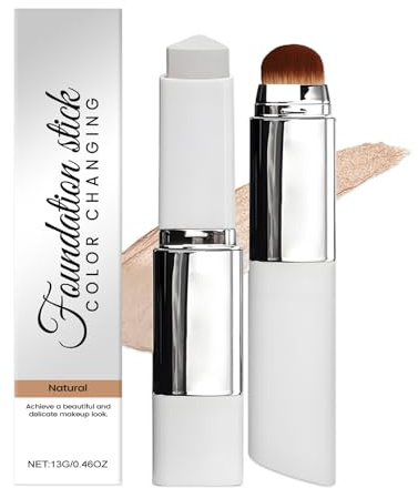 2-in-1 Natural Matte Farbwechsel Foundation Stick,Eingebauter Pinsel Öl-Kontrolle Gesichts-Concealer, Leicht Atmungsaktiv Natürliches Finish,Alle Hauttypen Lang anhaltend, Natürlich Makelloses
