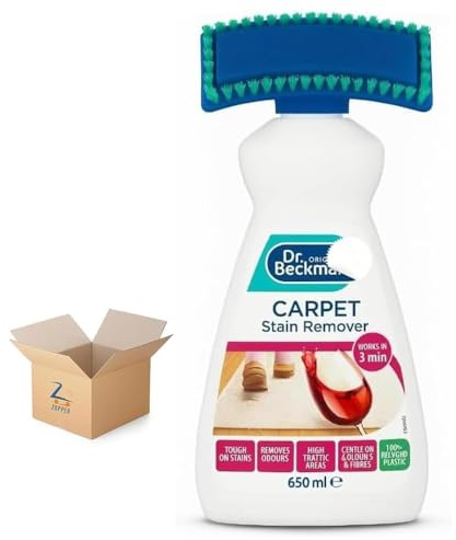 ZOPPER Carpet Stain Remover with Cleaning Brush, 650ml | Works in 3 mins, Oxy-Powered Fast-Acting Deep Cleaner, Old Stains & Odours, Colour and Fabric Safe, Pet Friendly