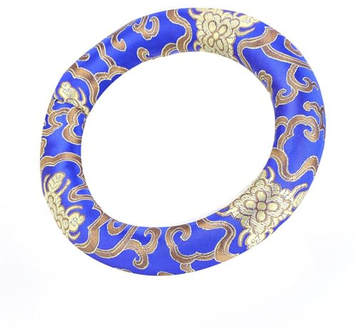 Jelquix Silk Brocade Singing Bowl Cushion Soft Elegant Design for 7-10 Inches Singing Bowls, Meditation Ring Pillow for Yoga and Healing Practices (Blue)
