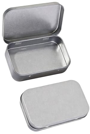 ASREJUR 2 PCS Lightweight and Portable Small Tins with Lids, 95mm* 60mm* 20mm Metal Tin, Small Metal Box for Store-Containers of Little-sized Things of Daily Life, Travel and Festival(Sliver)