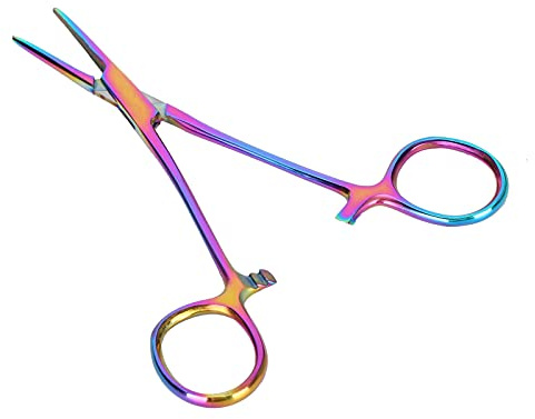 Tbest Alicates Hemostáticos para Pelo de Oreja de Mascota con Punta Recta de 14 Cm, Abrazadera de Depilación de Acero Inoxidable para Perros y Gatos, Herramienta de Aseo Segura con Diseño Dentado