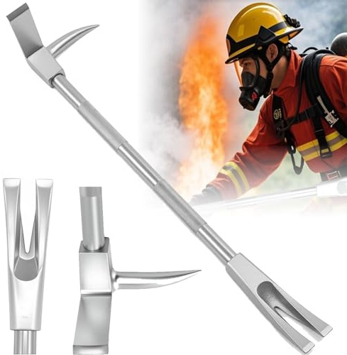 Halligan Pry Bar 24 inch, Forcible Entry Tool with Non-Slip Handle, Multifunctional Rescue Tool for Firefighting, Demolition, Auto Repair