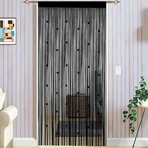 Taiyuhomes Bead String Curtains Door Fly Screen Curtain Beaded Curtain For Doorways Window Decorations Room Divider Single Door Curtains Beads (Black 90x245cm)