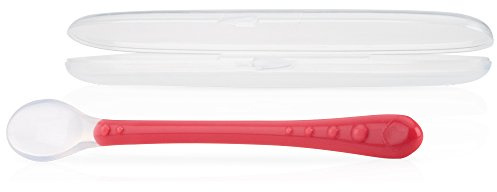Nuby - Weicher Silikonlöffel mit Aufbewahrungsbox - Flexible Löffel mit Easy Grip™ Griff und sanftes Silikon für Baby und Kleinkinder - BPA-FREI - Rosa - 6+ Monate