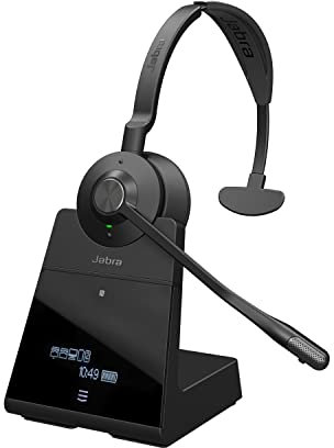 Jabra Engage 75 On-Ear DECT Mono Headset - Skype For Business Certified Wireless Headphones with Advanced Noise Cancellation for Deskphones and Softphones – Black – UK Version
