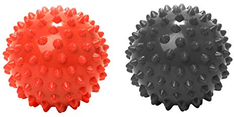 Rot Und Schwarz Set 2 Massagebälle 7,5 cm Durchmesser Fitness Gymnastik Sport Anti-Stress Füße Hände Nacken Rücken Arme Pilates Triggerpunkt Myofasziale Therapie Muskeln Entspannung Mode