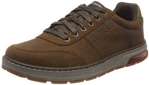 Skechers Men's EVENSTON Sneaker, Dark Brown Leather , 9 UK medium