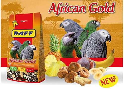 RAFF African Gold 1 kg - ALIMENTO Completo per PAPPAGALLI con Frutta E Noci