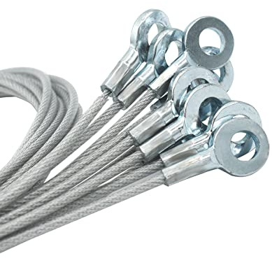 Bytiyar Alambre de 3 mm de diámetro de alambre galvanizado con ojales de cable de cuerda corta con cierre de cadena de seguridad con cubierta recubierta de vinilo, 10 piezas transparentes de 50 cm de
