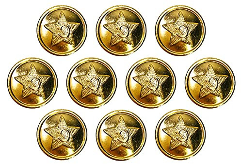 10 Stück UdSSR Sowjetische russische kleine goldene Uniform-Knöpfe 14 mm Stern mit Hammer und Sichel