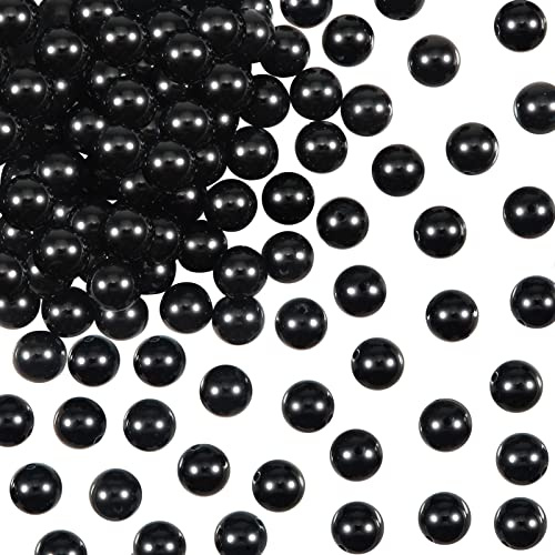 TOAOB 100 Stück Perlen Schwarz Onyx 8 mm Natürliche Edelstein Perlen | Rund Perlen zum Auffädeln mit Loch Perlen für Halskette Ohrringe Schmuckherstellung Basteln DIY