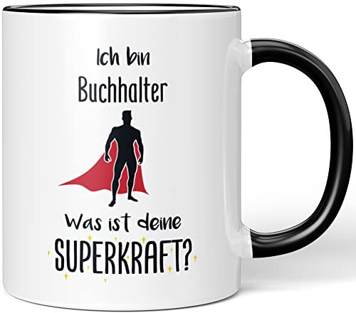 JUNIWORDS Tasse, Ich bin Buchhalter. Was ist deine Superkraft?, Schwarz (5923102)
