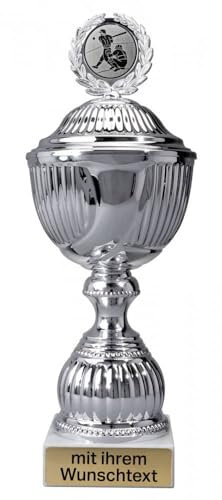 Deitert Pokal 12er Serie in Silber - 38 cm Trophäe mit Wunschtext graviert und Sportemblem nach freier Auswahl - Sportpokal mit Marmorsockel für Ihre Siegerehrung 59180