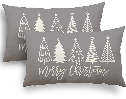 YCOLL Kissenbezug 30x50 2er Set Kissenbezug Weihnachten Kissenbezüge Dekokissen Leinen Kissenhüllen für Deko Weihnachten Sofa Schlafzimmer Couch 30x50 cm