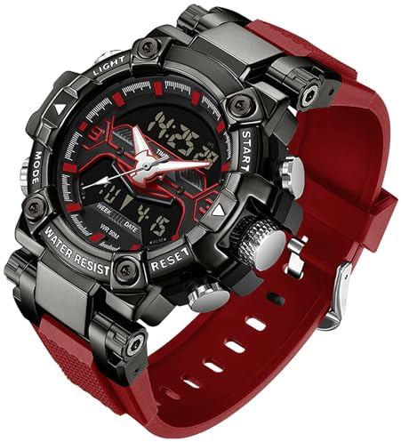 findtime Montre de sport numérique militaire pour homme - Étanche - Grand cadran - Rétroéclairage LED - 8 couleurs - Chronomètre - Alarme - Montre électronique tactique