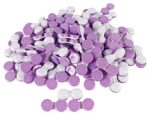 Dhoptical Kontaktlinsenbehälter, bunt, für linke und rechte Augen, Violett, 100 Stück
