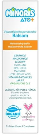 Minoris ATO+ Bálsamo Hidratante – Hidratación Intensa & Soporte de la Barrera Cutánea para Pieles Sensibles, Muy Secas & Atópicas | Escualano, Ceramida, Niacinamida, Óxido de Zinc | pH 5.5 400 ml