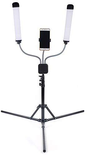 Loobiiny Kosmetiklampe 40 W 2500 Lumen LED Lampe für Schönheitsindustrie mit stufenloser Farbtemperatur und Helligkeit, USB-Ladefunktion, Kosmetikerin, Tageslicht, Poliert, Mehrfarbig
