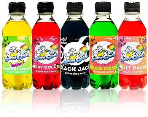 Limited Edition Sweet Shop Flavours - 5 x 250ml Bottles - Can be Used with All Slush|Slush|Slushie Machines - Pear Drop – Cherry Cola – Fruit Salad – Black Jack – Sherbert Lemon