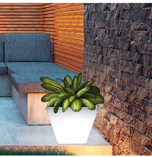 Klauer Solar Powered LED Illuminated Flower Pot Remote-Controlled Landscape Decorative Light Lawn Ground Insert Lighting Eco-Friendly Creative Courtyard Waterproof Lamp (Square)