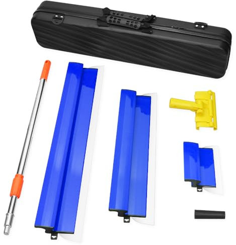 Drywall Skimming Blade Kit, Including 10+24+32Skimming Blades in Three Sizes + Adjustable Length Extension Rod and Angle Bracket Smoothing for Concrete Finishes Wallboard Plasterboard.