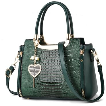 NICOLE & DORIS Sac a Main Femme Elegant Sac Bandoulière PU Cuir Sac D'épaule Crocodile Sac à Main Chic Petit Sac Cartable Bandoulière Vert