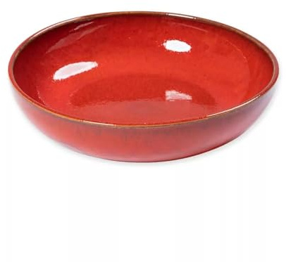 Verano Spanish Ceramics Selena Glaze Hand Dipped Medium & Large Bowls - Home Décor Kitchen Dining Room Café Restaurant Table Fruit Salad Serving Dishware - Red 30cm