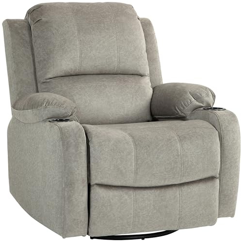 HOMCOM Fauteuil de Relaxation Fauteuil TV avec Fonction Couchage, Fonction Bascule, pivotant Fauteuil TV avec Ressorts ensachés, Repose-Pieds et Porte-gobelet, pour Le Salon, Marron