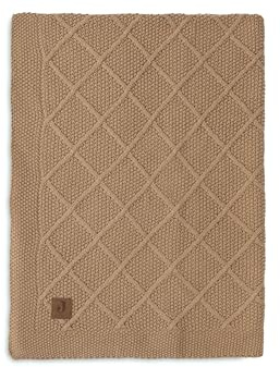 Jollein Babydecke Check Knit, Biscuit - 75x100cm - 60% Baumwolle, 40% Acryl - Für Babywiege - 1.0 TOG - OEKO-TEX Zertifiziert - Strickmuster