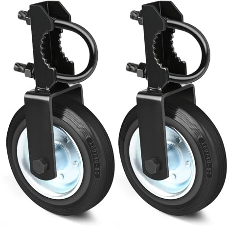Mofeez Gate Wheel for Metal Swing Gate with 1-5/8 Thru 2 Gate Frames, Gate Support Wheel for Chain Link Fence, Black (Set of 2)
