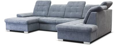 Verona Idee Sofa MOND mit Schalffunktion - Sofa U Form zum Entspannen Bettsofa Moderne Stil -332cm x 220cm x 170cm Ideal für gesellige Zusammenkünfte (Grau)