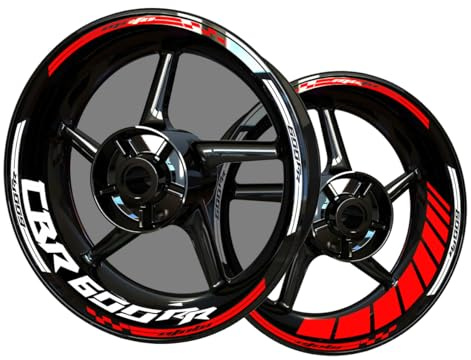 Adesivi riflettenti in vinile per bordo di cerchi da moto, adesivi kit per 600RR, strisce cerchione moto completo per 2 ruote cerchi da 17 (rosso+argento)