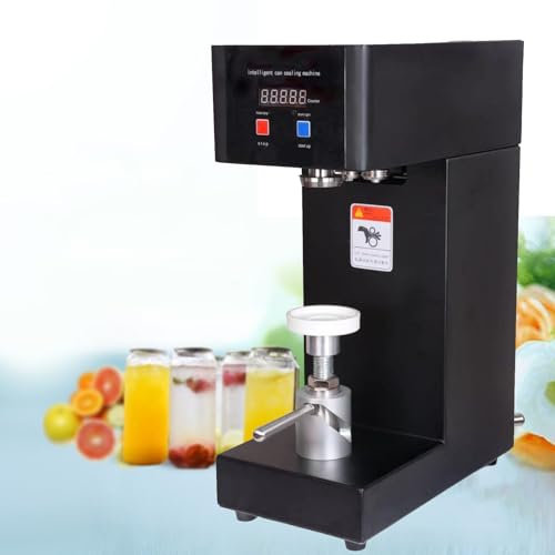 Automatic Intelligent Tin Can Sealing Machine, Manual Rotary PET Bottle Can Filler Seamer, Beer Can Sealer for Food Beverage, Cappling Machine, 55 mm/2.2 inch Diameter,Black-110V
