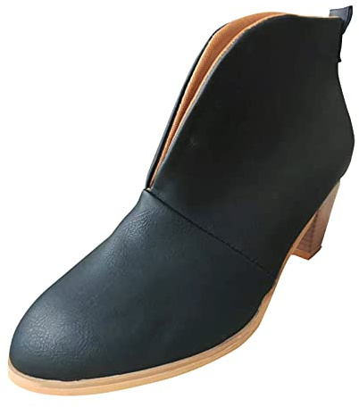 Tronchetti Donna Invernali Eleganti - Stivaletti Morbidi Tacco Basso Casual Scarpe Sportive con Tacco a Zeppa Stivali gotici da Donna in Tinta Unita Stivaletti All'Aperto per Inverno Outdoor Trekking