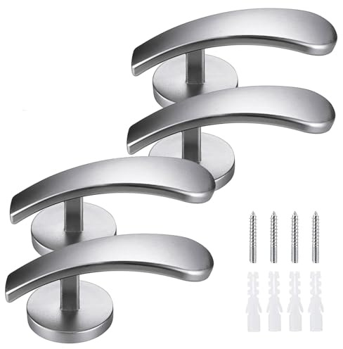 Set of 4 Aluminum Alloy Curtain Hooks, Decorative Wall Mounted Window Curtain Drapery Tiebacks Holdbacks, Curtain Holder with Screws, Silver