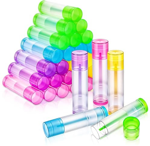 Lot de 30 tubes vides pour baume à lèvres - 5,5 ml - Tubes rotatifs en plastique avec bouchons rechargeables - Pour gloss à lèvres fait maison, coloré