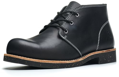 SL-Saint Bottes Chukka Classiques Faites à La Main Pour Hommes Chaussures Confortables à Lacets (Noir Cuir, Adulte, Homme, 43, Numérique, Système Taille Chaussures EU, Moyen)