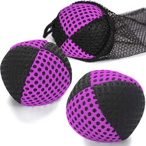 oazoxcx Bolas de malabares para principiantes y profesionales, 2 capas de red y bolsa de transporte, juego de 3 unidades, 62 mm, color morado y negro
