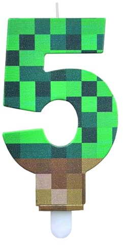 DazzJoy Pixel Geburtstagskerzen Zahlen 5, Gamer Kerze 5 Geburtstag Junge Mädchen, Videospiel Pixel Kerzen Geburtstag 5 Jahre Junge, Gaming Themen Geburtstagskerze, Grün Spiel Pixel Zahlenkerze 5