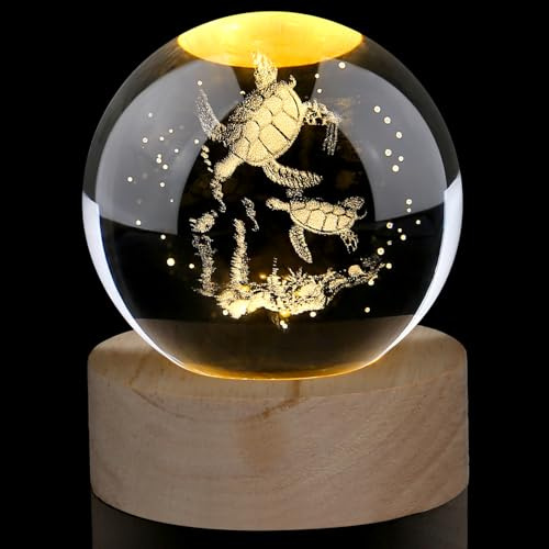 AWARDSEN Schildkröten-Kristallkugel, Schildkröte, Kristall, Geschenke für Frauen, Glastiere, Ornamente, Briefbeschwerer, Schildkröte, Ornament, Schildkröte, Geschenke für Frauen