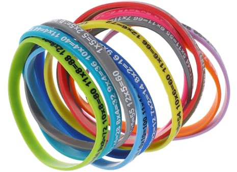 OSOLADY Braccialetto Tabelline in Silicone, Set da 12 Pezzi, Elastico e Confortevole per Aiutare i Ragazzo Ragazza a Ricordare le Tabelline, per Feste di Compleanno