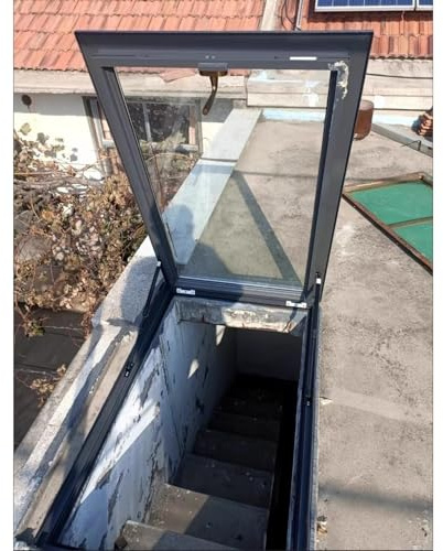 Toit Fenêtre de toit Fenêtre de sous-sol ménager avec double couche de verre trempé, pour le toit incliné et plat, Skylight Egress personnalisable pour usine/entrepôt(28x40in(71x101.5cm))