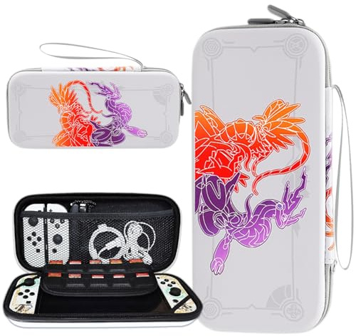 Housse Switch et Switch OLED, Étui de Transport pour 10 Cartes de Jeu | Violet et Scarlet, Résistant Aux Chocs, Blanc