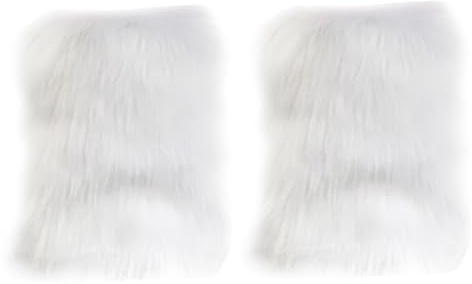 NIDONE Fuzzy lurvig benvärmare 1 par 40 cm luddiga benvärmare för kvinnor vinter varm päls stövel manschetter skydd till jul, halloween, hippie kostym, luddig, Vit 7,9 tum, White 7.9 Inch
