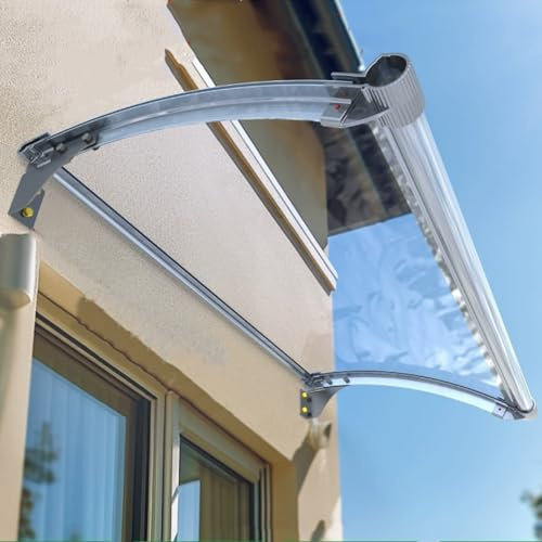 Auvent De Porte Marquise Solaire,Panneau en Polycarbonate Solide,Grand Support D'évier en Alliage D'aluminium,Contre La Pluie Et UV Auvent De Porte D'entrée Toit Marquise (100x80cm/39x32in,A)
