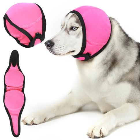 Quilax Dog Ear Muffs Noise Protection, Swimming Waterproof Dog Ear Caps, Rose DogEar Covers for Bath, Pet Ears Muffs for Noise Bath, for Ears Protection(S)